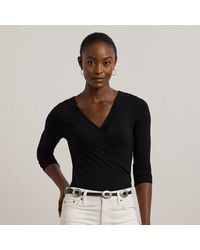 Ralph Lauren - Top in jersey con scollo a V incrociato - Lyst