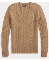 Polo Ralph Lauren - Cable-Knit Wool-Cashmere V-Neck Sweater - Lyst