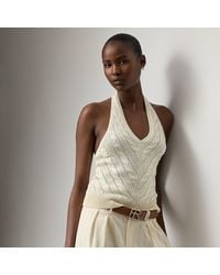Ralph Lauren - Ralph Lauren Cable-Knit Silk Halter Sweater - Lyst