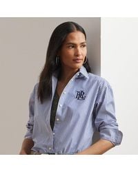 Ralph Lauren - Camisa De Algodón Elástico Con Rayas - Lyst
