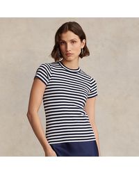 Polo Ralph Lauren - Striped Ribbed Cotton Crewneck T-shirt - Lyst