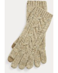 Ralph Lauren Touchscreen-Handschuhe mit Wolle und Zopfmuster - Natur