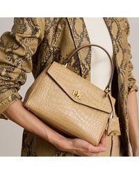 Ralph Lauren - Croc-Embossed Small Farrah Soft Satchel - Lyst