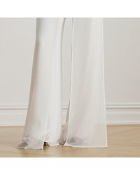 Ralph Lauren - Chiffon-Trim Georgette Wide-Leg Trousers - Lyst