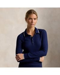Ralph Lauren - Slim Fit Rib-Knit Long-Sleeve Polo Shirt - Lyst