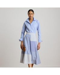Ralph Lauren - Patchwork-Striped Broadcloth Midi Skirt - Lyst