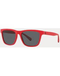 Polo Ralph Lauren Eckige Sonnenbrille mit Pony - Rot