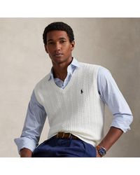 Polo Ralph Lauren - Cable-Knit Cotton Sleeveless Jumper - Lyst