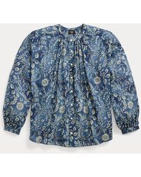 RRL - Floral-print Cotton Voile Blouse - Lyst