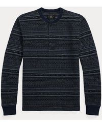 RRL - Maglietta serafino in jacquard indaco - Lyst