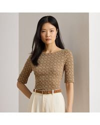 Ralph Lauren - Baumwoll-T-Shirt Mit U-Boot-Ausschnitt - Lyst