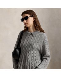 Polo Ralph Lauren - Cable Wool-Cashmere Peplum Jumper - Lyst