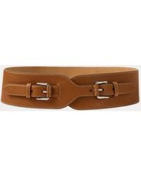 Ralph Lauren - Brede Kalfsleren Riem Met Dubbele Gesp - Lyst