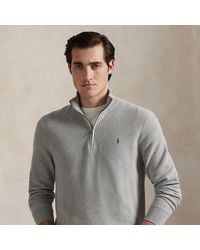 Polo Ralph Lauren - Mesh-knit Cotton Quarter-zip Jumper - Lyst