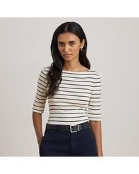 Ralph Lauren - Maglietta a righe con scollo a barchetta - Lyst