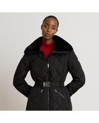 Ralph Lauren - Faux Fur-Trim Diamond-Quilted Down Coat - Lyst