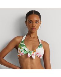 Lauren by Ralph Lauren - Top halter da bikini a fiori con fiocco - Lyst