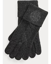 Ralph Lauren - Embroidered-Crest Metallic Knit Gloves - Lyst