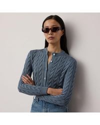 Ralph Lauren - Cable-Knit Silk-Blend Cropped Cardigan - Lyst