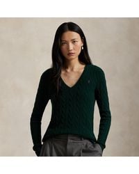 Polo Ralph Lauren - Wollen-Kasjmier Kabeltrui Met V-Hals - Lyst