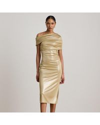Ralph Lauren - Metallic Off-The-Shoulder Cocktail Dress - Lyst