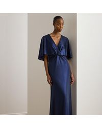 Ralph Lauren - Metallic Jersey Twist-Front Cape Gown - Lyst