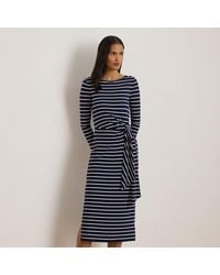 Ralph Lauren - Striped Tie-Front Cotton-Blend Dress - Lyst