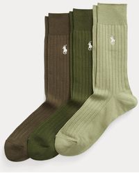 Polo Ralph Lauren - Rib-knit Cotton-blend Crew Sock 3-pack - Lyst
