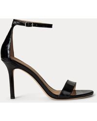 Ralph Lauren - Ralph Lauren Allie Crocodile-Embossed Leather Sandal - Lyst