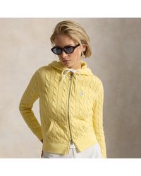 Polo Ralph Lauren - Cable-Knit Cotton Full-Zip Hoodie - Lyst