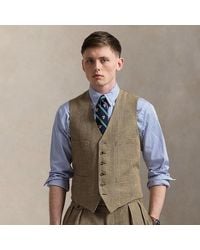 Ralph Lauren - Linnen Gilet Met Glen-Ruit - Lyst