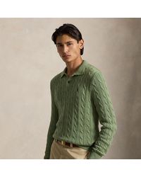 Polo Ralph Lauren - Cable-Knit Polo-Collar Cotton Jumper - Lyst