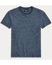 RRL - Indigo Striped Jersey T-shirt - Lyst