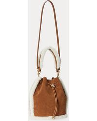 Bolso Andie grande de ante con cordón Ralph Lauren de Ante de color