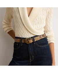 Ralph Lauren - Tooled-Buckle Python-Embossed Belt - Lyst