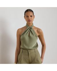 Ralph Lauren - Twist-Front Charmeuse Halter Blouse - Lyst