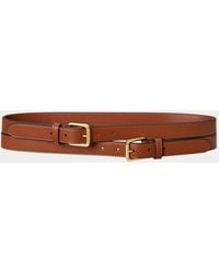 Ralph Lauren - Leather Double-Buckle Stacked Wide Belt - Lyst
