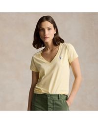 Polo Ralph Lauren - Katoenen Jersey T-shirt Met V-hals - Lyst
