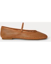 Ralph Lauren - Jayna Perforated Leather Mary Jane Flat - Lyst