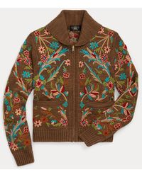 RRL - Embroidered Cotton-wool Cardigan - Lyst