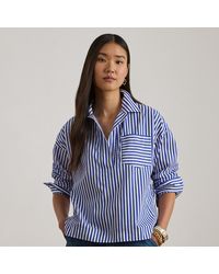 Ralph Lauren - Striped Cotton Broadcloth Cropped Shirt - Lyst