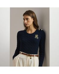 Ralph Lauren - Jersey De Algodón Con Ribete De Botones - Lyst