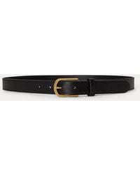 Ralph Lauren - Rounded-Buckle Leather Skinny Belt - Lyst