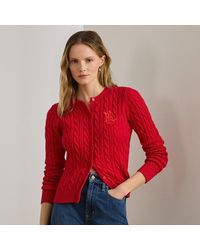 Ralph Lauren - Baumwollstrickjacke Mit Zopfmuster - Lyst