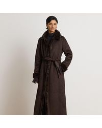 Ralph Lauren - Faux-Lammy Maxi-Jas Met Ceintuur - Lyst