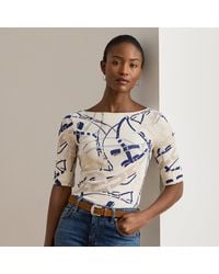 Ralph Lauren - Ralph Lauren Belting-Print Cotton Boatneck Tee - Lyst