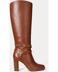 Ralph Lauren - Bottes Hautes À Talon Collins En Vachette - Lyst