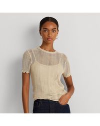 Lauren by Ralph Lauren - Ralph Lauren Pointelle-knit Short-sleeve Sweater - Lyst