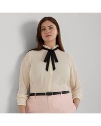 Lauren by Ralph Lauren - Ralph Lauren Classic Fit Georgette Tie-neck Shirt - Lyst