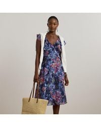 Ralph Lauren - Ralph Lauren Print Ruffle-Trim Georgette Midi Dress - Lyst